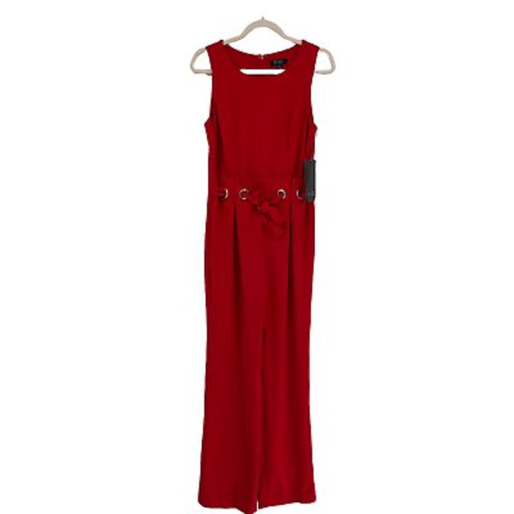 NWT Spence Women Red Grommet Belted Jumpsuit Size 8